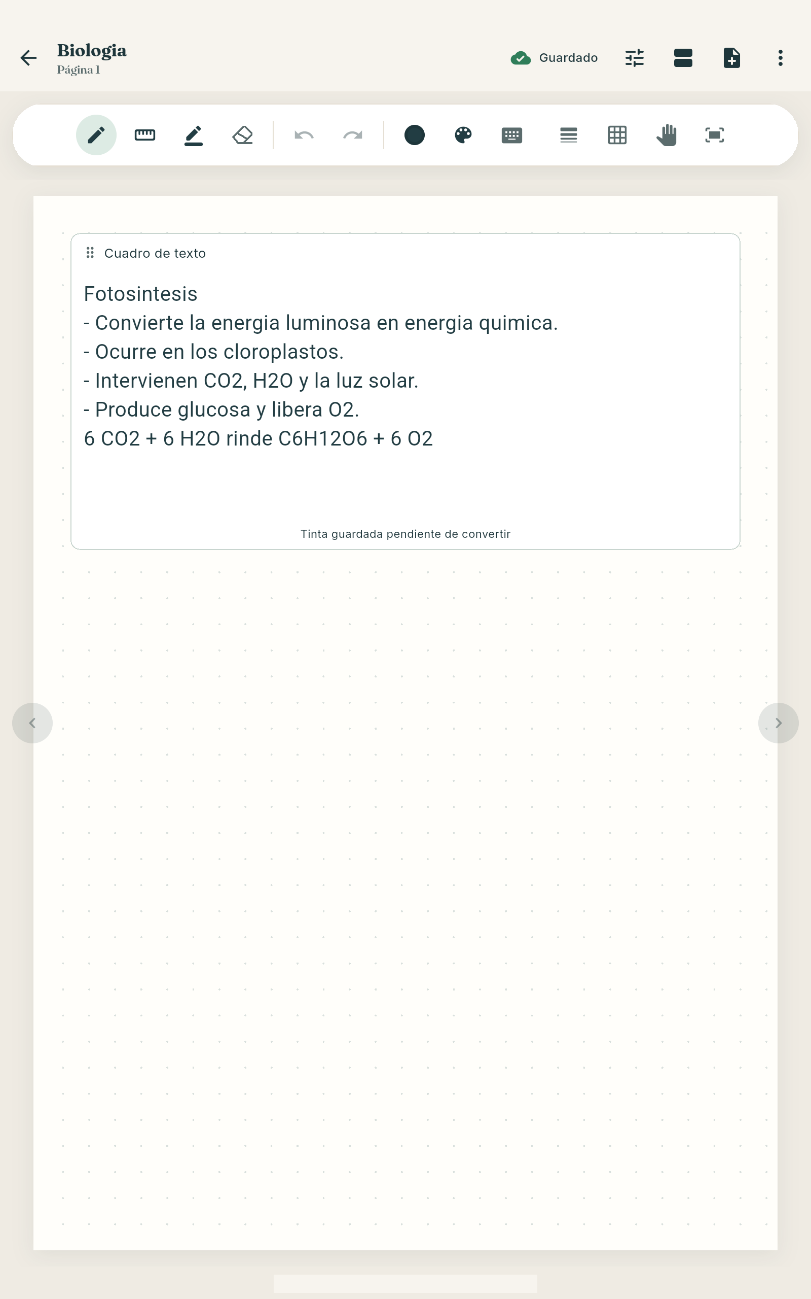 Editor de studIA Notes con apuntes a mano en papel de rayas